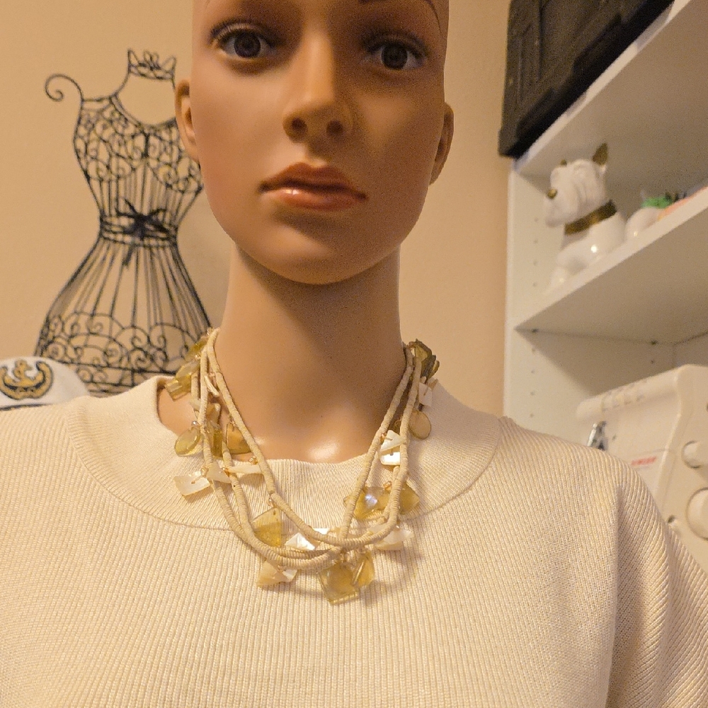 Elegant Multi-Strand Beige Necklace
